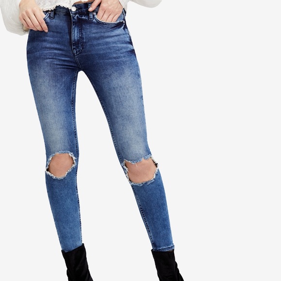 Free People Busted Knee Skinny Jeans Sz:24 - Picture 2 of 5